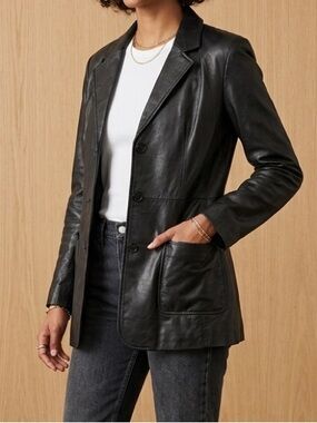 Donna Gray 90’s Black Leather Y2K Classic  Women’s Jacket Size M